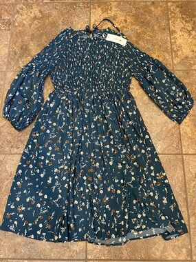 Petallush Teal Floral Smocked Midi Dress